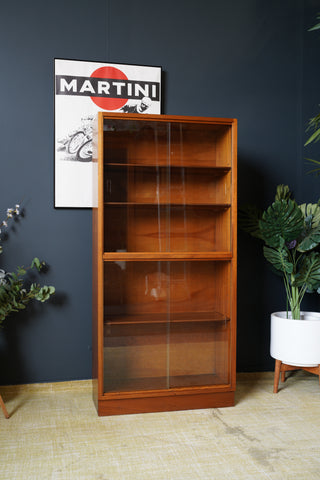Mid Century Morris of Glasgow Tall Display Cabinet Glass Fronted Bookcase