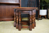 Vintage Old Charm Style Nest of Tables Solid Oak Early 21st C