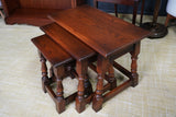 Vintage Old Charm Style Nest of Tables Solid Oak Early 21st C