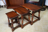 Vintage Old Charm Style Nest of Tables Solid Oak Early 21st C