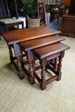 Vintage Old Charm Nest of Tables Solid Oak Early 21st Century