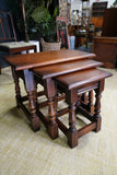 Vintage Old Charm Nest of Tables Solid Oak Early 21st Century