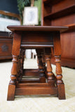 Vintage Old Charm Nest of Tables Solid Oak Early 21st Century