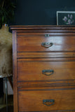Pair of Edwardian Ash Wood Two Chest of Drawers – Spacious Antique Storage with Original Hardware