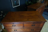 Pair of Edwardian Ash Wood Two Chest of Drawers – Spacious Antique Storage with Original Hardware