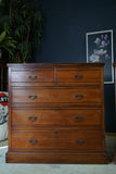 Pair of Edwardian Ash Wood Two Chest of Drawers – Spacious Antique Storage with Original Hardware