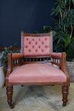 Late Victorian Edwardian Arts & Crafts Pink Fireside Parlour Occasional Armchair