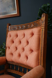 Late Victorian Edwardian Arts & Crafts Pink Fireside Parlour Occasional Armchair