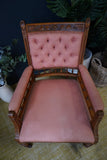 Late Victorian Edwardian Arts & Crafts Pink Fireside Parlour Occasional Armchair