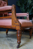 Late Victorian Edwardian Arts & Crafts Pink Fireside Parlour Occasional Armchair