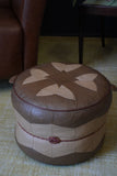 Mid Century Vintage Retro Original Real Leather Pouffe Footstool Footrest Seat
