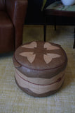 Mid Century Vintage Retro Original Real Leather Pouffe Footstool Footrest Seat