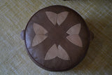 Mid Century Vintage Retro Original Real Leather Pouffe Footstool Footrest Seat