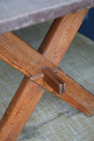 Vintage Pine Trestle Dining Table with Aged Patina