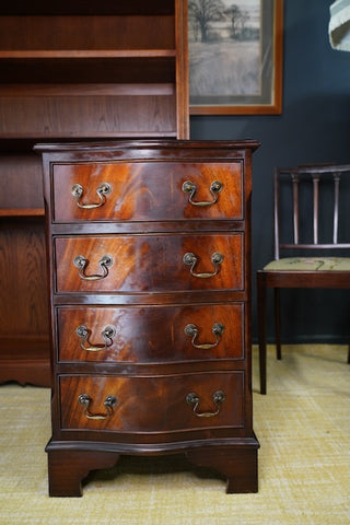Antique Style Mahogany Serpentine Small Chest of Drawers 