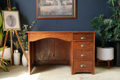 Early 20th Century Solid Oak Desk 1930s