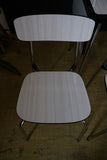 Mid Century Belgium TAVO Table Dining Set Three Chairs One Stool White Formica Chrome 1950s