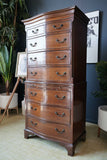 Victorian Bow Fronted Tallboy Bureau Chest on Chest Linen Cabinet 
