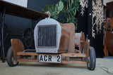 Vintage Handmade Wooden Ride on Toy Car with Brass Duck Head Bonnet Mascot