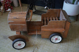 Vintage Handmade Wooden Ride on Toy Car with Brass Duck Head Bonnet Mascot