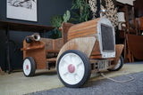 Vintage Handmade Wooden Ride on Toy Car with Brass Duck Head Bonnet Mascot