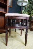 Antique Late Victorian/Edwardian Piano Stool Mahogany Turned Spindle Legs