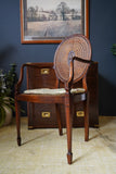 Victorian Edwardian Walnut Rattan Backed & Seated Occasional Armchair