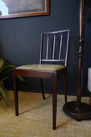 Victorian Antique Mahogany Occasional Chair Original Tapestry Upholstery 
