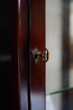 Victorian-Style Mahogany Glazed Display Cabinet with Cabriole Legs & Drawers