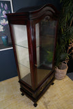Victorian-Style Mahogany Glazed Display Cabinet with Cabriole Legs & Drawers