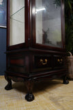 Victorian-Style Mahogany Glazed Display Cabinet with Cabriole Legs & Drawers