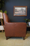 Mid Century Vintage Real Conker Brown Leather Armchair Seating