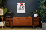 Mid Century Large / Long Sideboard Credenza Teak Open Sides