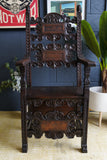 Italian Renaissance Revival Hall Chair Carved Wainscot Throne Ecclesiastical