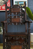 Italian Renaissance Revival Hall Chair Carved Wainscot Throne Ecclesiastical