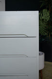 Mid Century Set of Six Drawers In White Finish Minimalist Smooth Lines