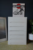 Mid Century Set of Six Drawers In White Finish Minimalist Smooth Lines