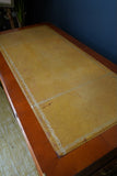 Antique Yew Wood Military Campaign Style Pedestal Desk c 1930s