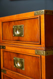 Antique Yew Wood Military Campaign Style Pedestal Desk c 1930s