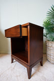 Peppler Furniture Co. 'The Hanover Line' Bedside Nightstand in Figured Walnut – Canada, c. 1960s