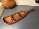 Mid Century Teak Serving Platter Leaf Shaped