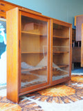 Danish Style Large Teak Glass Fronted Bookcase Storage - erfmann-vintage