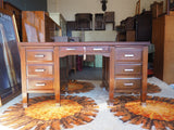 Art Deco Dark Walnut Desk/Office Furniture Chrome Feet - erfmann-vintage