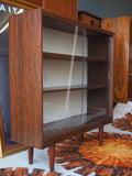 Mid Century Rosewood Veneer Book Shelves Glass Fronted - erfmann-vintage