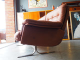 Vintage 1960s Frederik Kayser for Vatne Red/Brown Leather 3 Seater Sofa - erfmann-vintage