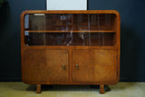 Antique Art Deco Walnut Display Cabinet 1920s Storage Cupboard