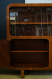 Antique Art Deco Walnut Display Cabinet 1920s Storage Cupboard