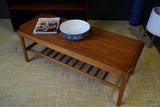 Mid Century 1960s Remploy Extending Teak Coffee Table with Formica Middle & Magazine Shelf