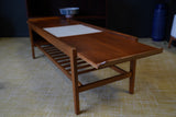 Mid Century 1960s Remploy Extending Teak Coffee Table with Formica Middle & Magazine Shelf