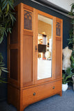Antique Arts & Crafts Early 20th Century Oak Wardrobe Hallway Cupboard 